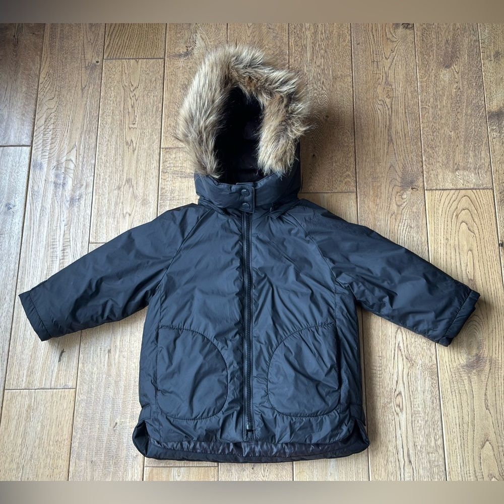 Zara Toddler Black Down Hooded Jacket size 18-24 Months